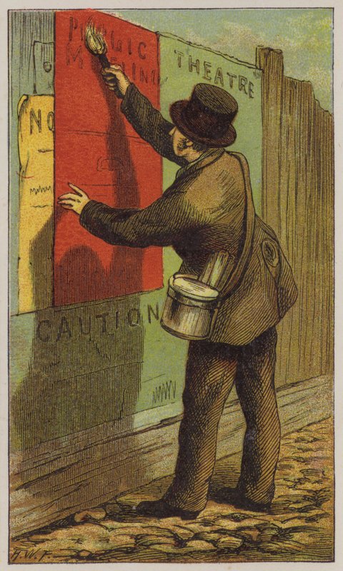 Bill Sticker (farge litho) av H.W. (after) Petherick