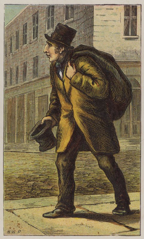 Old Clothesman (farge litho) av H.W. (after) Petherick