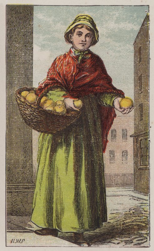 Oransje jente (farge litho) av H.W. (after) Petherick
