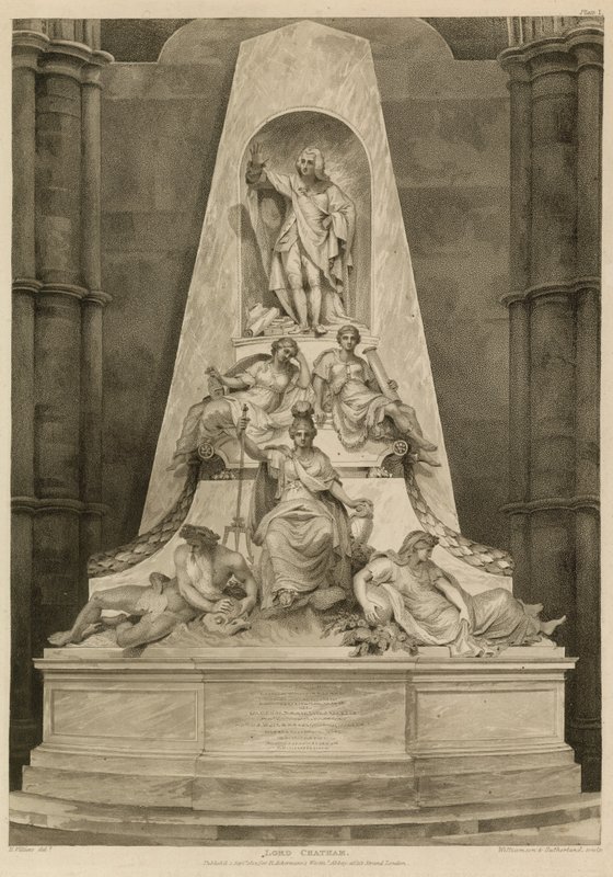 Monument til Lord Chatham ved Westminster Abbey, London av H. Villiers