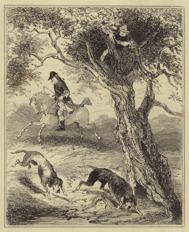 Dick Turpin jaget av Blood-hounds av Hablot Knight Browne