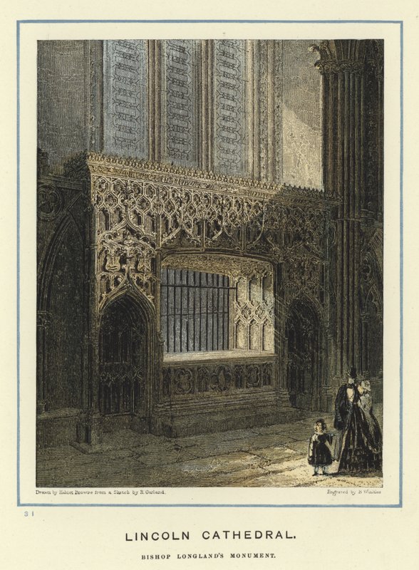 Lincoln Cathedral, Bishop Longlands monument av Hablot Knight Browne