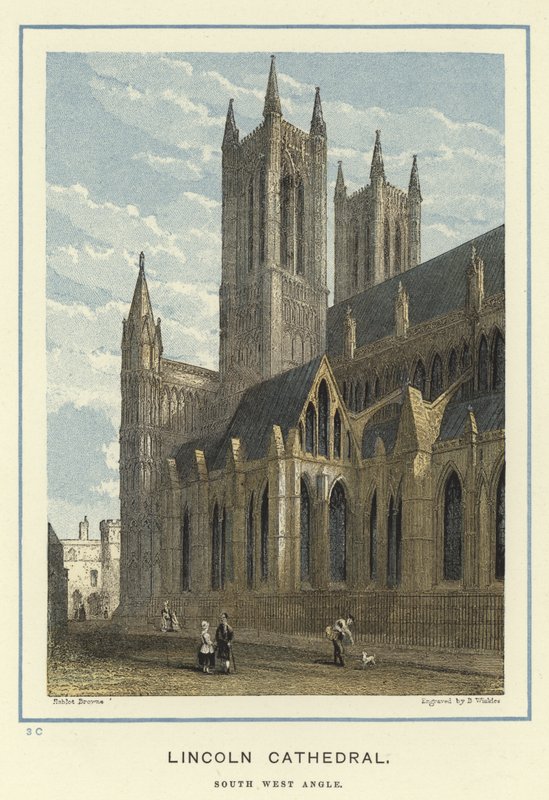 Lincoln Cathedral, sørvestlig vinkel av Hablot Knight Browne