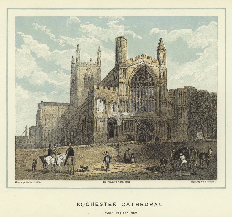 Rochester Cathedral, nord-vestlig utsikt av Hablot Knight Browne