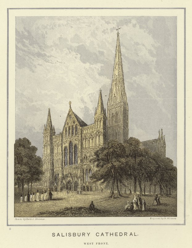 Salisbury katedral, vestfronten av Hablot Knight Browne