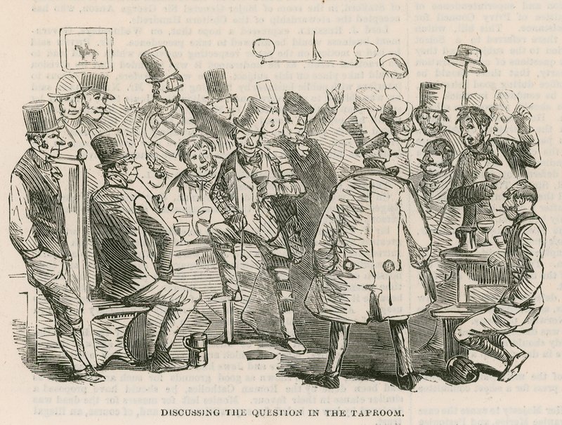 The Great Cab Strike: Diskuterer spørsmålet i tapperommet av Hablot Knight Browne