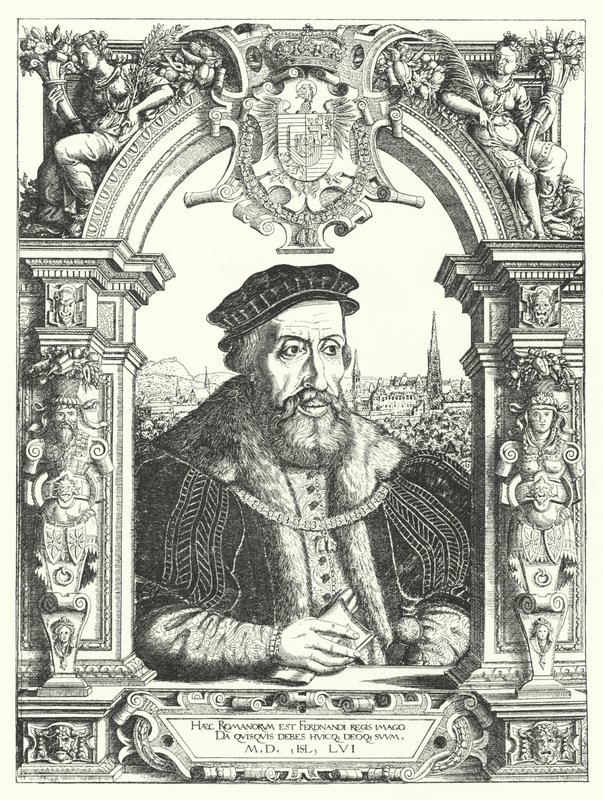 Ferdinand I, den hellige romerske keiseren (gravering) av Hanns Sebald Lautensack