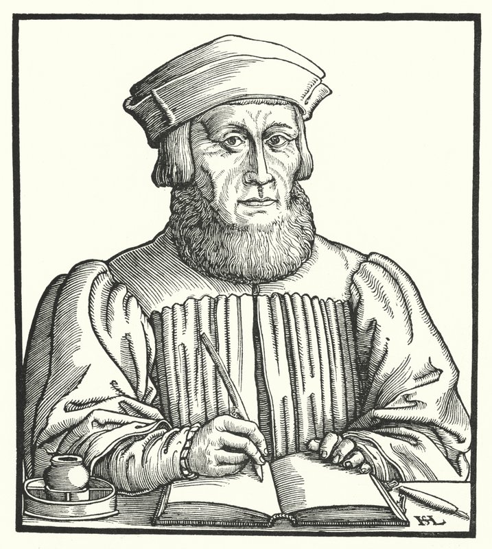Johannes Aventinus , bayersk renessansehumanist, historiker og filolog (gravering) av Hanns Sebald Lautensack
