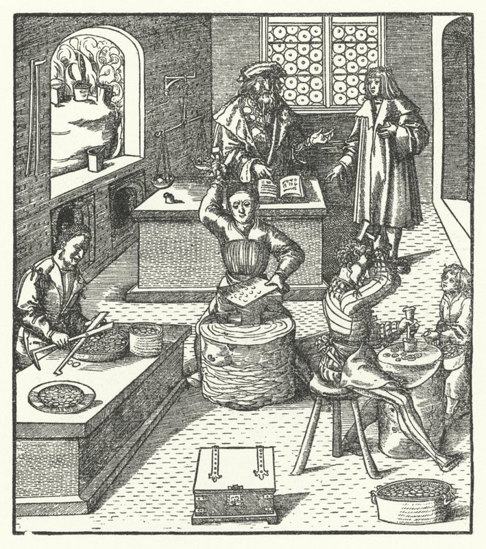 Erkehertug Maximilian av Østerrike ved myntverket (gravering) av Hans (after) Burgkmair