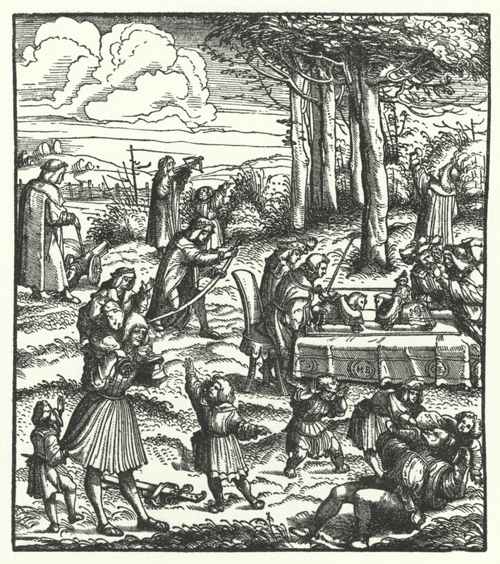 Erkehertug Maximilian av Østerrike med lekekameratene sine som barn (gravering) av Hans (after) Burgkmair