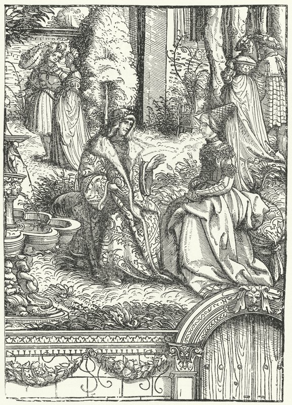 Maximilian I, den hellige romerske keiseren, og hans kone Maria av Burgund (gravering) av Hans (after) Burgkmair