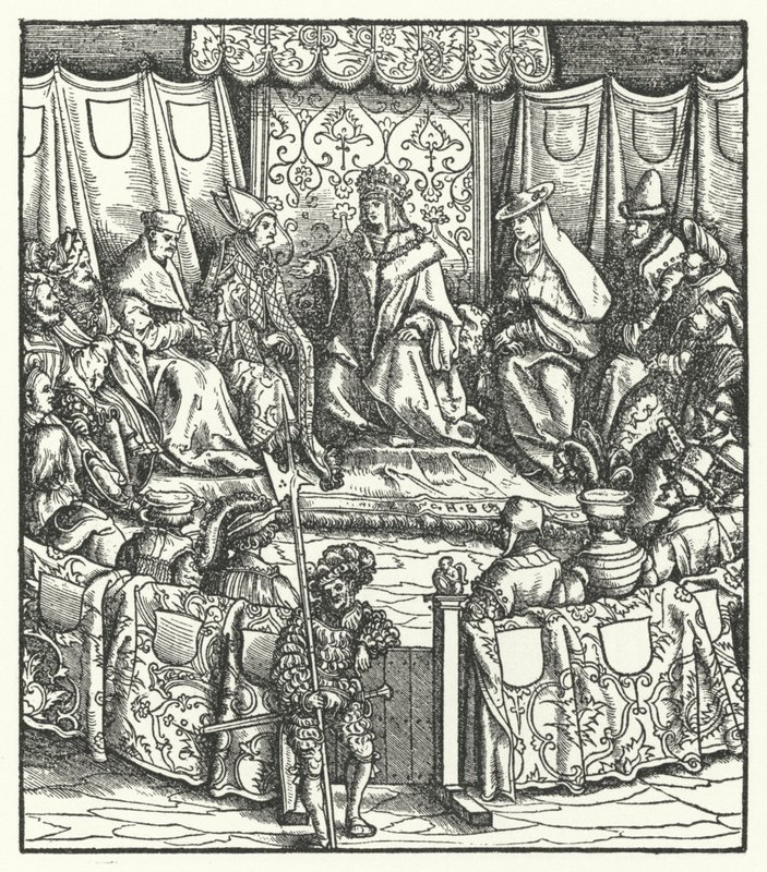 Den hellige romerske keiser Maximilian I forhandler med ungarerne av Hans (after) Burgkmair