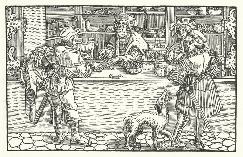 Pengeveksleren (gravering) av Hans (after) Burgkmair