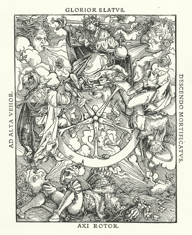 Tresnitt fra De Remediis Giantum Fortunae (Remedies for Fortune Fair and Foul) av Petrarch (gravering) av Hans (after) Burgkmair