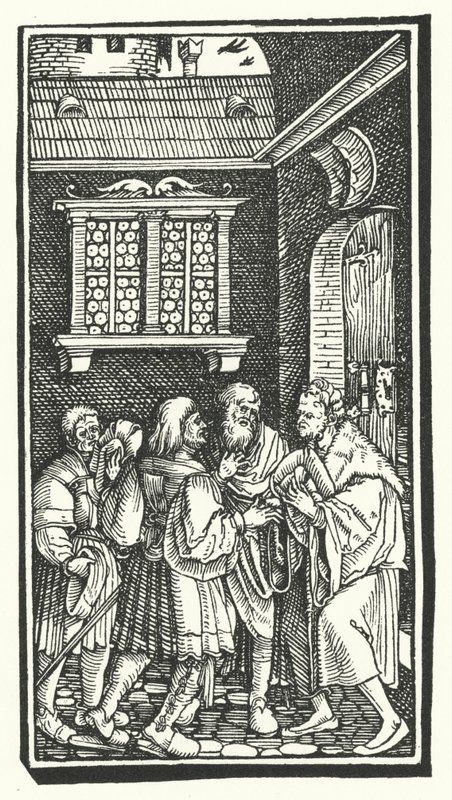 Tresnitt fra De Remediis Giantum Fortunae (Remedies for Fortune Fair and Foul) av Petrarch (gravering) av Hans (after) Burgkmair