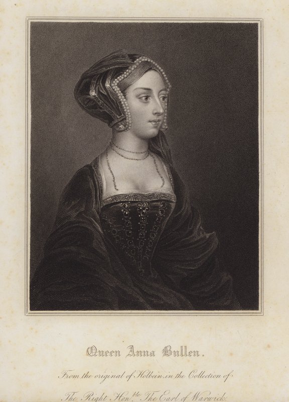 Anne Boleyn, andre kone til kong Henry VIII (gravering) av Hans (after) Holbein the Younger