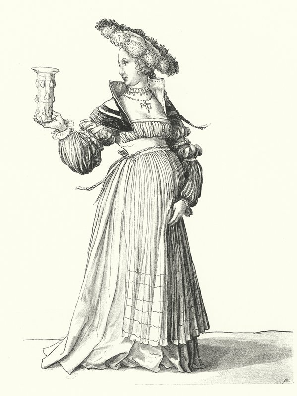 Kostyme til en kvinne fra Basel (gravering) av Hans (after) Holbein the Younger