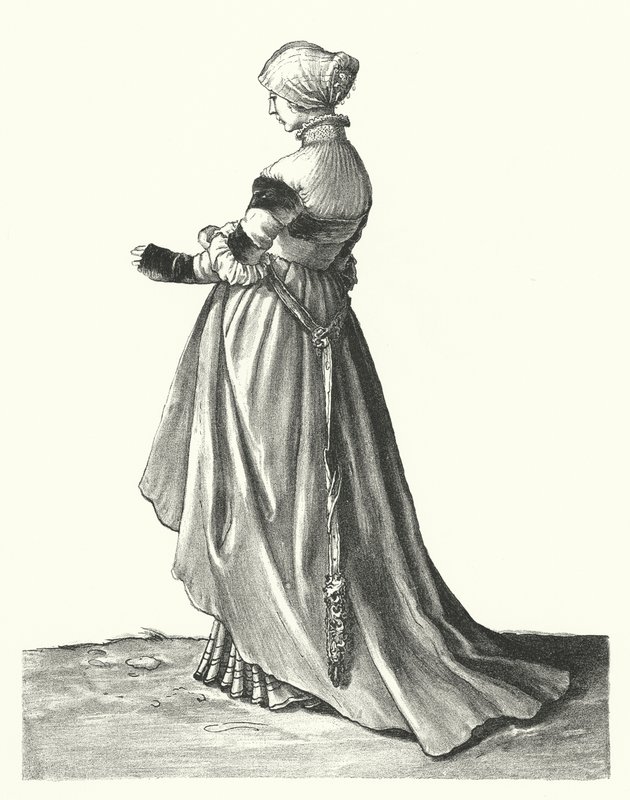 Kostyme til en kvinne fra Basel (gravering) av Hans (after) Holbein the Younger