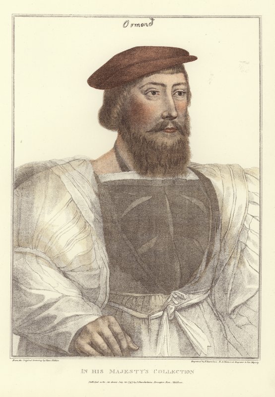 James Butler, gravert av Francesco Bartolozzi (1727-1815) (farget gravering) av Hans (after) Holbein the Younger