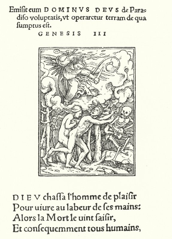 The Driving Forth from Eden (gravering) av Hans (after) Holbein the Younger