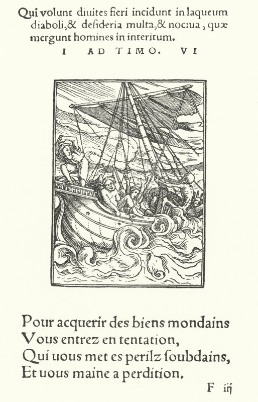 Sjømannen i en storm (gravering) av Hans (after) Holbein the Younger