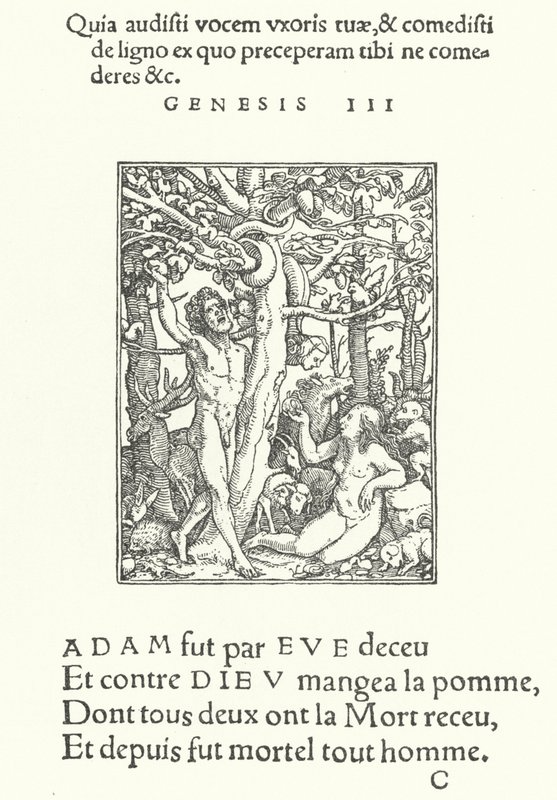 The Temptation (gravering) av Hans (after) Holbein the Younger