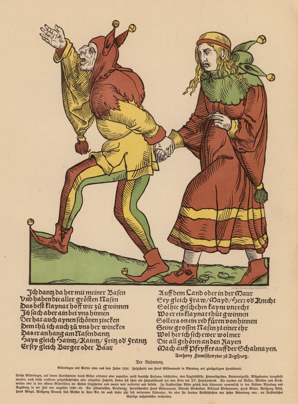 Nesedansen (farget tresnitt) av Hans Guldenmundt