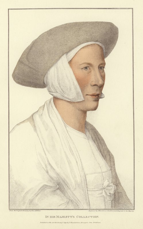 Anonym kvinne (akvatint) av Hans Holbein der Jüngere