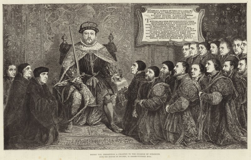 Kong Henry VIII presenterer et charter til College of Surgeons av Hans Holbein der Jüngere