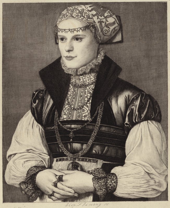 Portrett av en kvinne i klær fra 1500-tallet av Hans Holbein der Jüngere