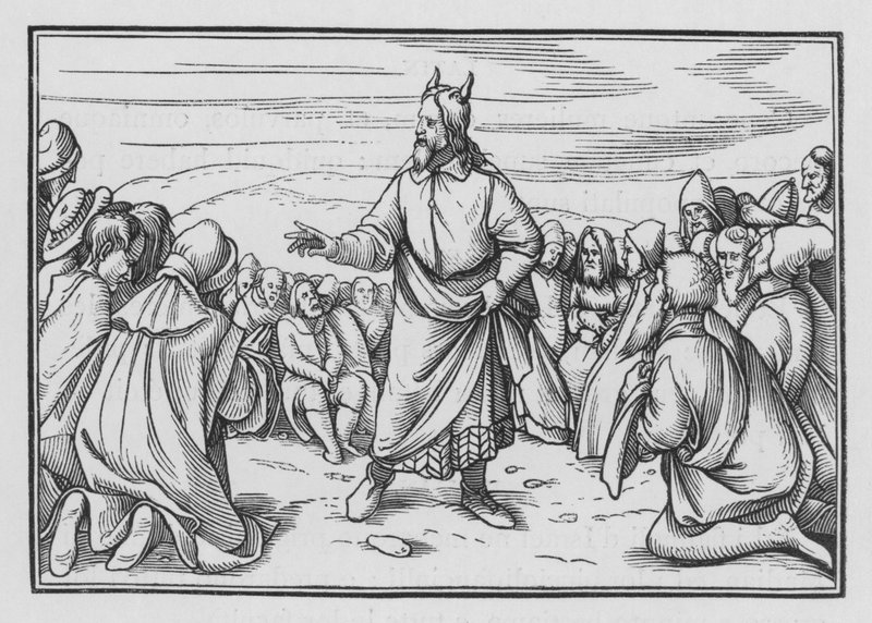 Moses gjentar historien om Israels ferd gjennom villmarken, 5. Mosebok I, 3 av Hans Holbein der Jüngere