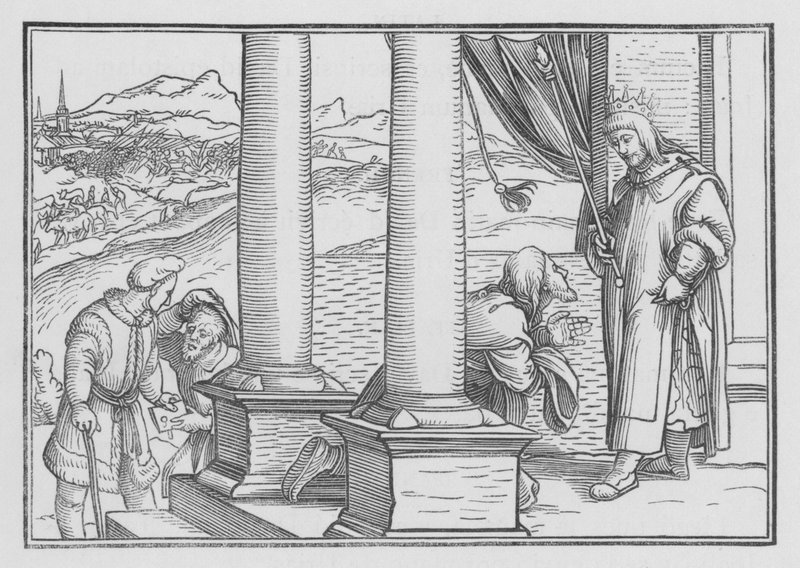 Nathan irettesetter David ved en lignelse, 2 Samuel XII, 7 av Hans Holbein der Jüngere