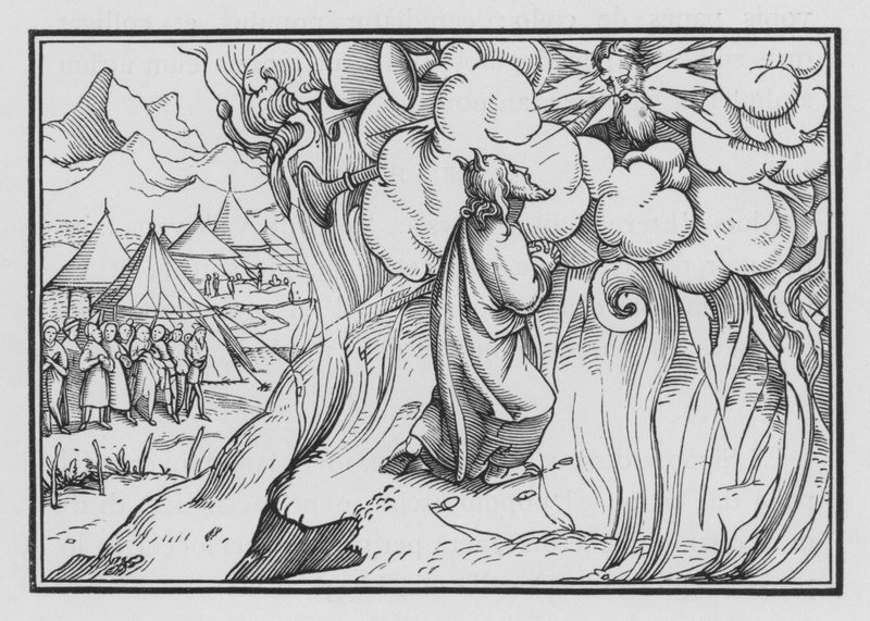 Guds fryktelige nærvær på fjellet, Exodus XIX, 18 av Hans Holbein der Jüngere