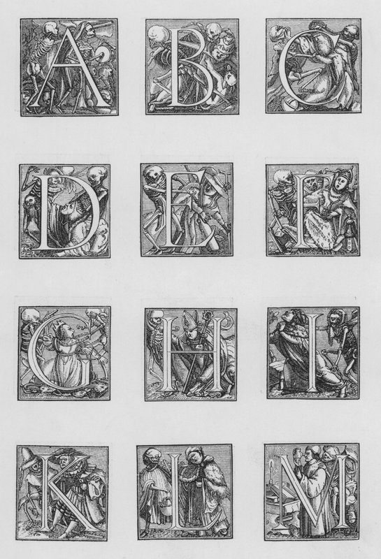 Holbeins alfabet av Hans after Holbein the Younger