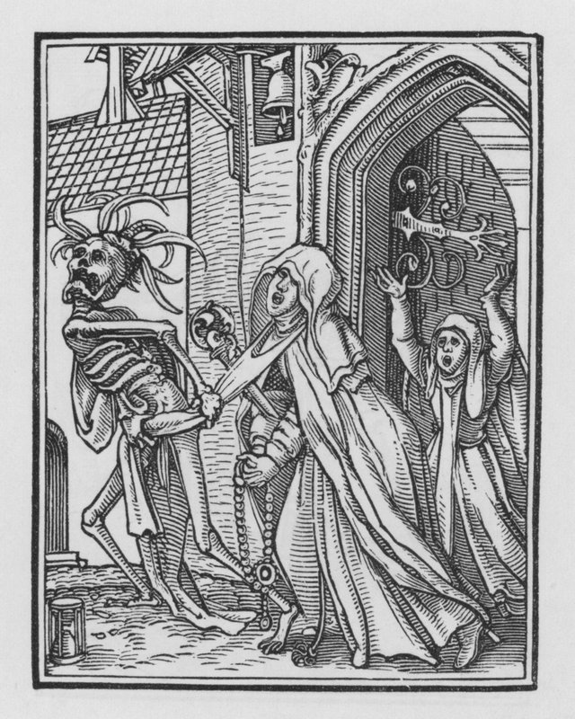 Holbeins Dødedans: Abbedissen av Hans after Holbein the Younger