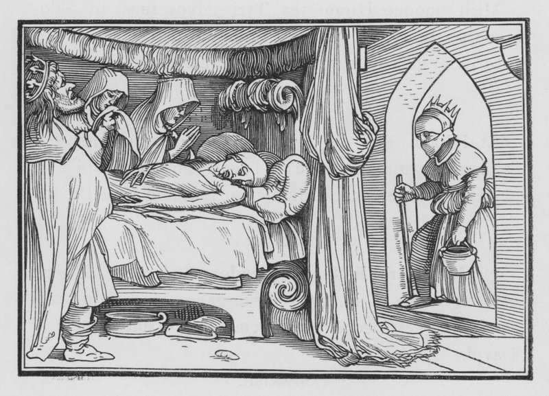 Jeroboam sender sin kone i forkledning for å spørre profeten Ahia, 1. Konge XIV, 12 av Hans after Holbein the Younger