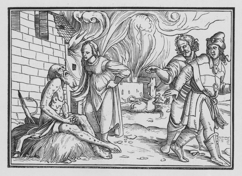Job irettesetter sin kone, Job II, 9 av Hans after Holbein the Younger