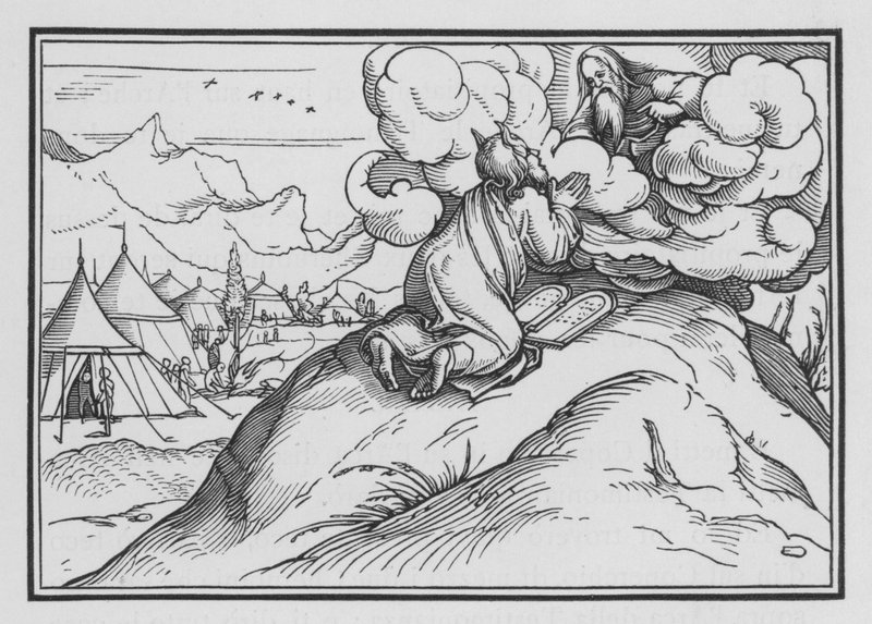 Moses går opp på fjellet igjen, Exodus XXXIV, 1 av Hans after Holbein the Younger