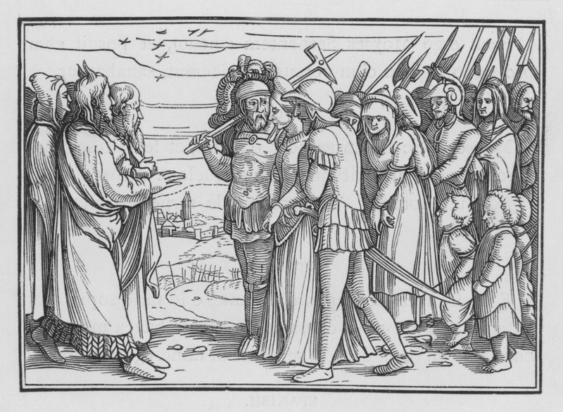 Midianittene ødelagt, og Bileam drept, 4. Mosebok XXXI, 9 av Hans after Holbein the Younger