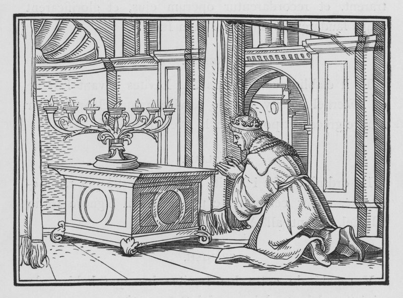 Salomos høytidelige offer i Gibeon, 2. Krønikebok I, 6 av Hans after Holbein the Younger