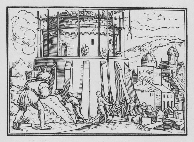 Babelstårnet, 1. Mosebok XI, 4 av Hans after Holbein the Younger