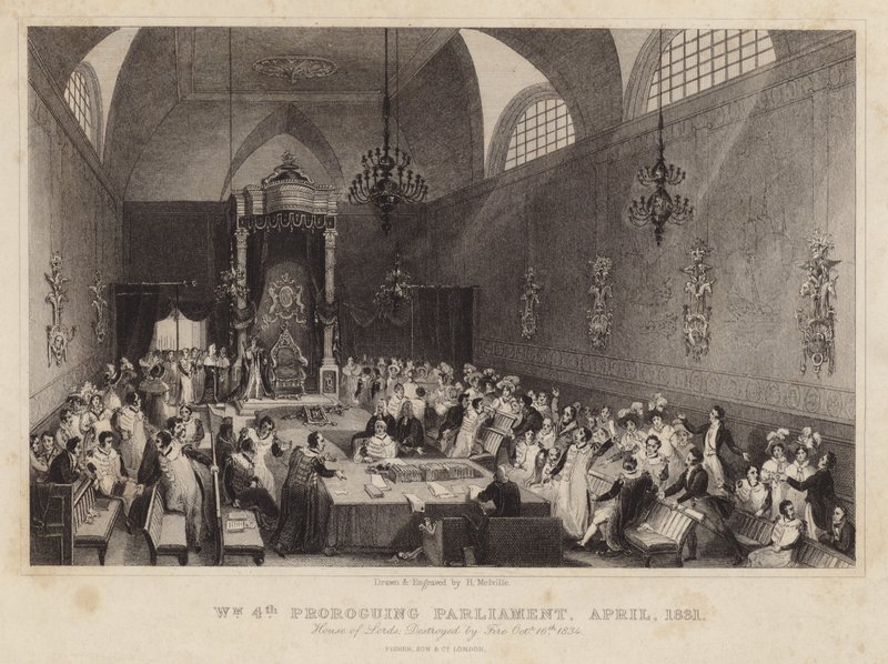 Kong William IV prorogerende parlament, april 1831 av Harden Sidney Melville