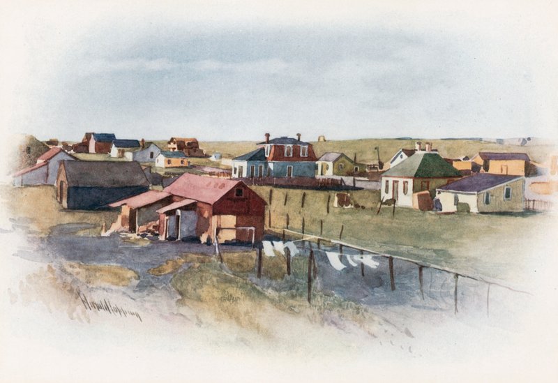 En prærieby, Gleichen, Alberta av Harold Copping