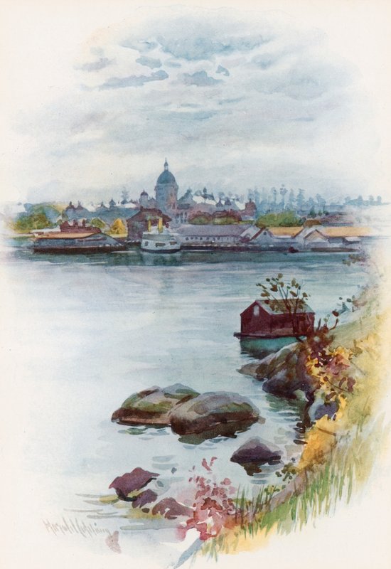 Utsikt over parlamentshuset, Victoria, Britisk Columbia av Harold Copping