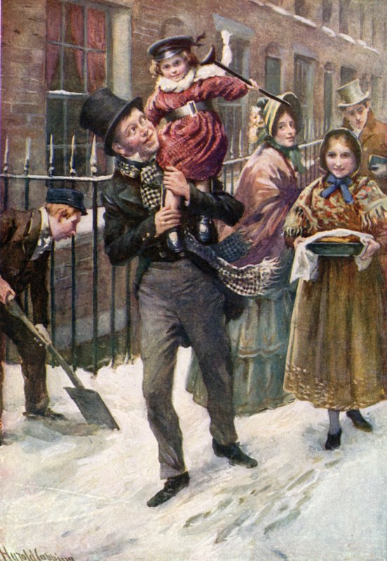 Bob Cratchit og Tiny Tim av Harold Copping