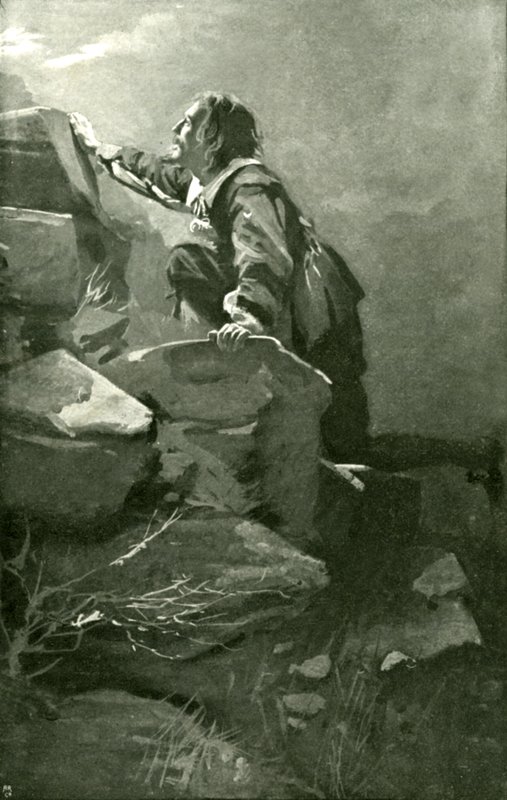 Christian klatring i bakken vanskelighetsgrad (litho) av Harold Copping