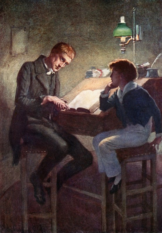 David Copperfield og Uriah Heep (farge litho) av Harold Copping