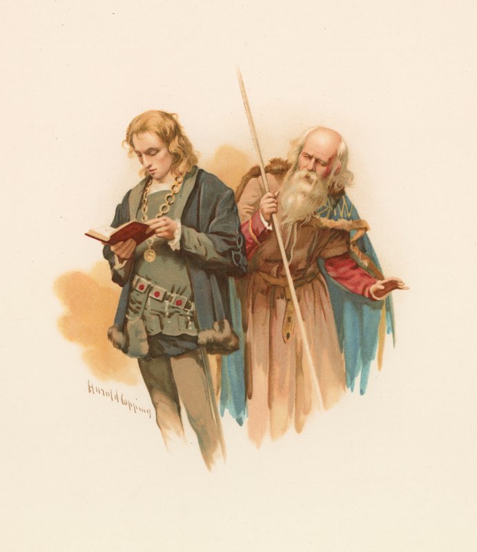 Hamlet-lesing, med Polonius bak av Harold Copping