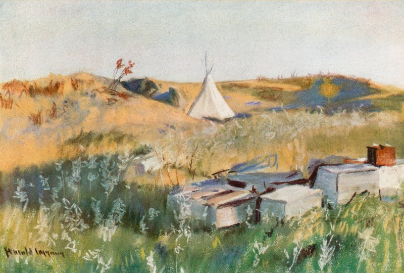 Indisk gravplass, Blackfoot Reservation, Alberta av Harold Copping