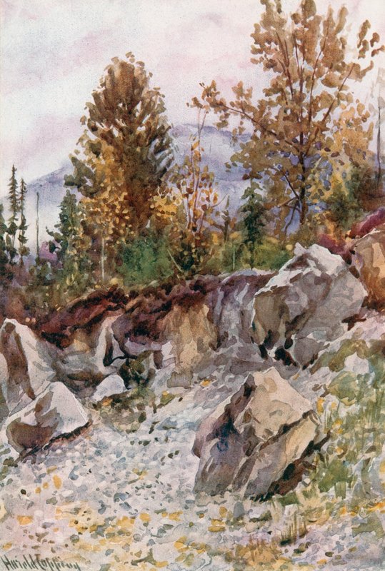 Mount Mackenzie, fra Quarry nær Revelstoke av Harold Copping